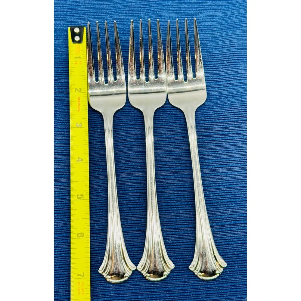 Reed and‎ Barton Cortland Salad Fork Glossy Stainless Flatware 7 inch Lot of 3
